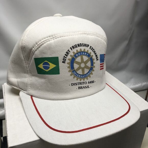 Rotary Intl Friendship Exchange Brazil Distrito 4480 Snapback Hat Cap White Red - Picture 2 of 10
